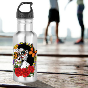 Sugar Skulls Art Nouveau Edelstahlflasche