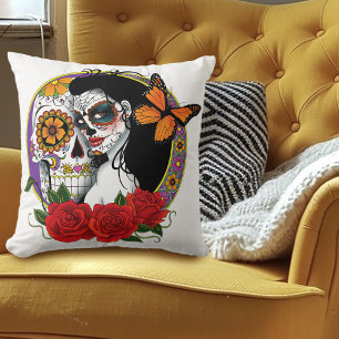 Sugar Skulls Art Nouveau Kissen