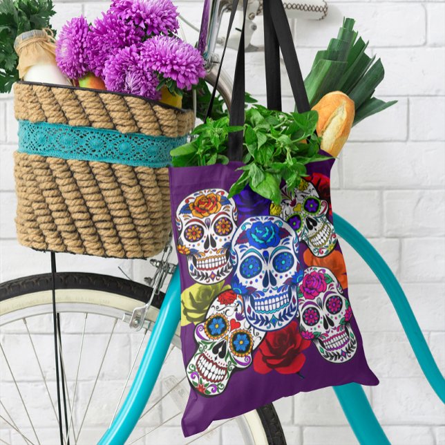 Sugar Skulls Bunte Rose Cinco Alle Soule Tasche (Sugar Skulls Colorful Roses Cinco All Souls Day Tote Bag)