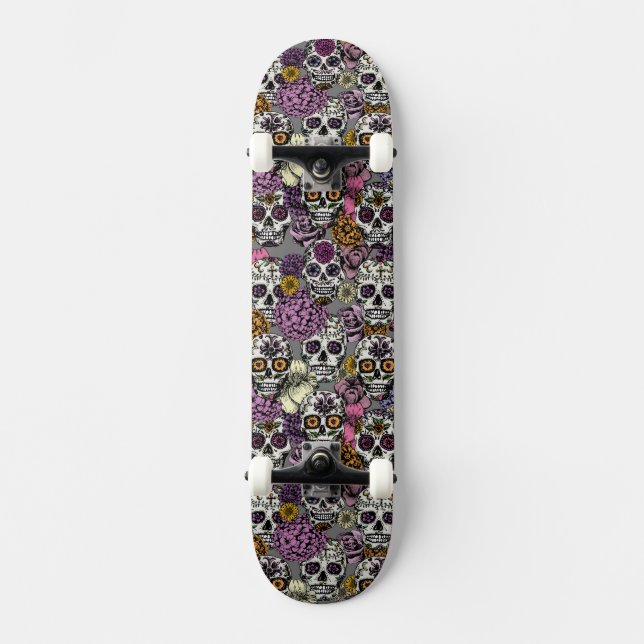 Sugar Skulls Dia de los Muertos Skateboard Deck (Vorderseite)