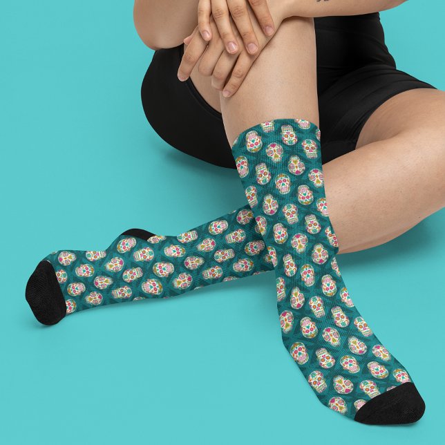 Sugar Skulls Dia De Los Muertos Socken (Von Creator hochgeladen)