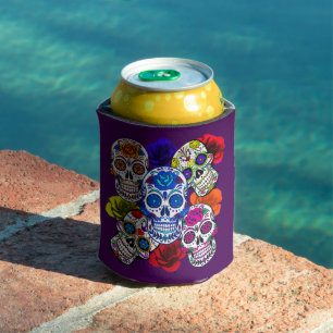 Sugar Skulls Farbenfrohe Rose Cinco Alle Soule Dosenkühler