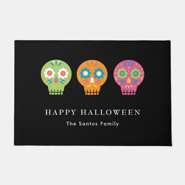 Sugar Skulls glücklich Halloween Custom Familienna Fußmatte (Vorderseite)