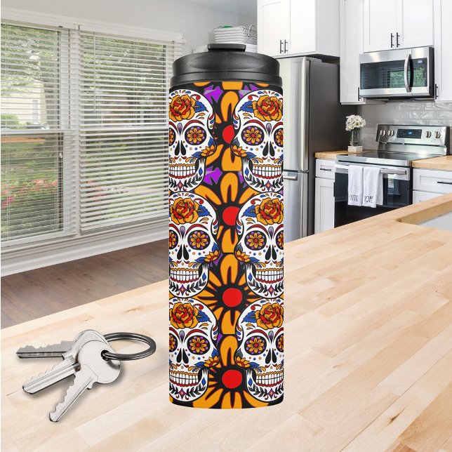 Sugar Skulls Holidays Muster Thermosbecher (Sugar Skulls Holidays Pattern Thermal Tumbler)