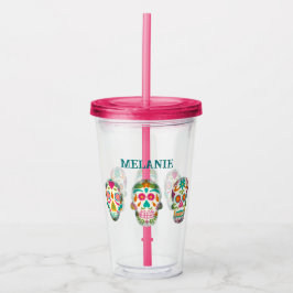Sugar Skulls Illustration Personalisiert Acryltrinkbecher