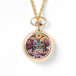 Sugar Skulls in Love Chalk Pastel Personalized Armbanduhr