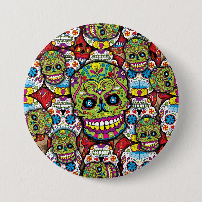 Sugar Skulls Pattern Button (Vorderseite)