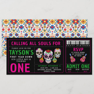 Sugar Skulls Tag 1 Geburtstag Party Colorful Día Einladung