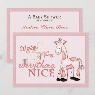Sugar & Spice Baby Girl Pink Dusche Einladung