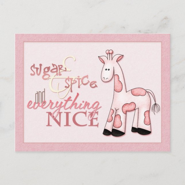 Sugar & Spice Baby Girl Pink Dusche Einladung (Vorderseite)