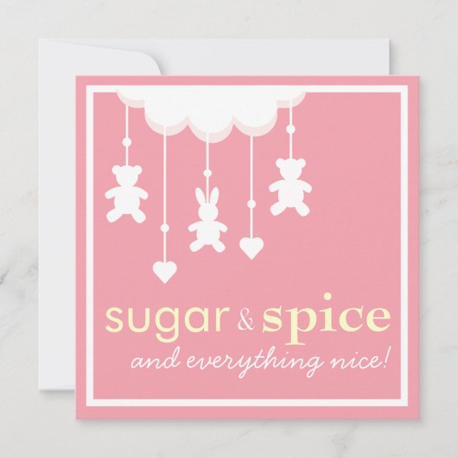 Sugar & Spice Girl Kinderdusche Einladung (Vorderseite)