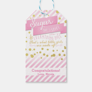Sugar & Spice Rosa & Gold Babyparty-Geschenkanhäng Geschenkanhänger