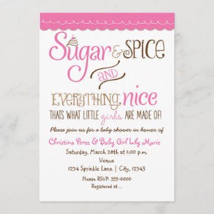 Sugar & Spice Typografie Baby Shower Einladung