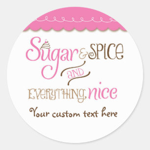 Sugar & Spice Typografie Baby Shower Party Aufkleb Runder Aufkleber