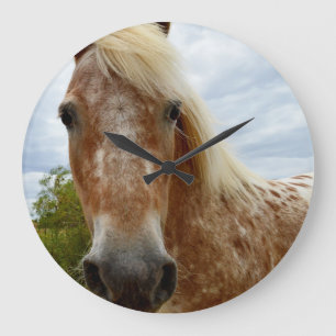 Sugar The Appaloosa Horse, Large Round Wall Clock. Große Wanduhr