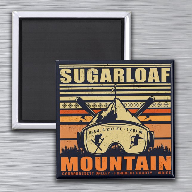 Sugarloaf Maine Mountain Vintages Skivergnügen Magnet (Von Creator hochgeladen)