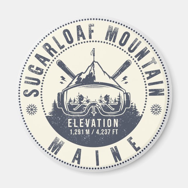 Sugarloaf Maine Mountain Vintages Skivergnügen Magnet (Vorne)