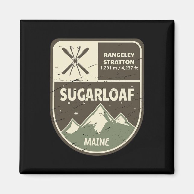 Sugarloaf Maine Skiing Vintag Magnet (Vorne)