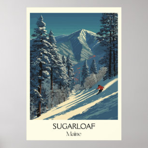 Sugarloaf Maine Vintages Skigebiet Bergen Poster