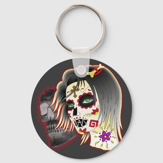 Sugarskull-Dame Schlüsselanhänger (Vorderseite)