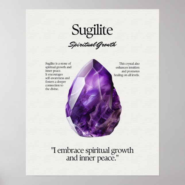 Sugilite Gem Crystal Meaning Card Poster (Vorne)