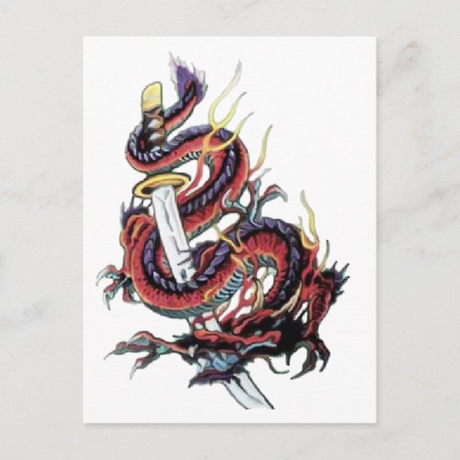 Sui Riu Japanischer Dragon Katana Postkarte (Vorderseite)