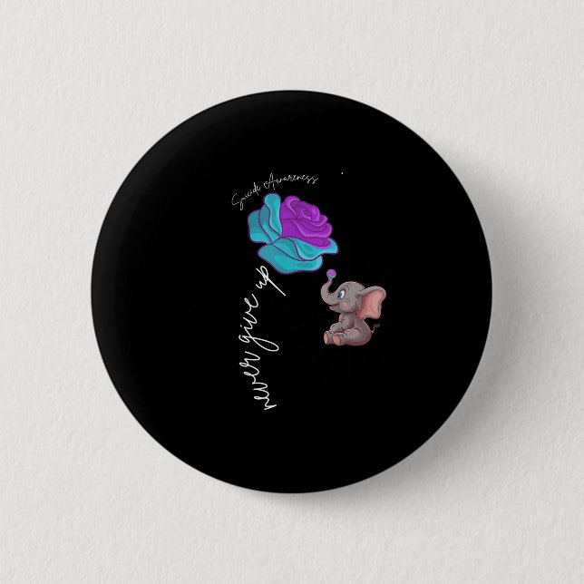 Suicide Awareness Flower Elephant Ribbon Graphic  Button (Vorderseite)