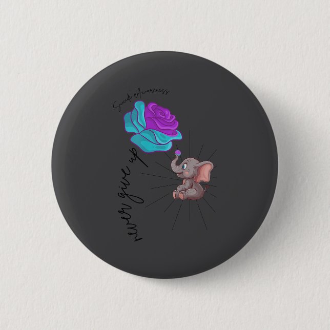 Suicide Awareness Flower Elephant Ribbon Graphic  Button (Vorderseite)