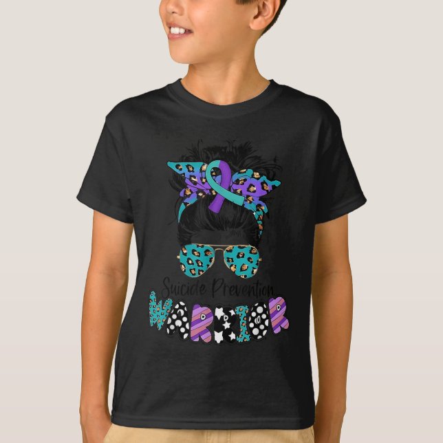 Suicide Awareness Shirt Messy Bun Hair Suicide Pre (Vorderseite)