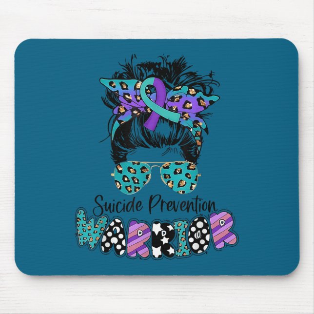 Suicide Awareness Shirt Messy Bun Hair Suicide Pre Mousepad (Vorne)