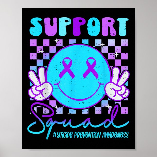 Suicide Awareness Teal &amp; Purple Ribbon Suprt G Poster (Vorne)