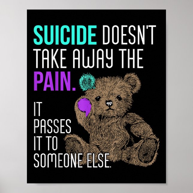 Suicide Doesn't Take Away The Pain It Pes It To So Poster (Vorne)