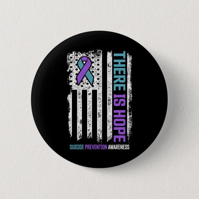 Suicide Prevention American Flag Hoffnung Suicide  Button (Vorderseite)