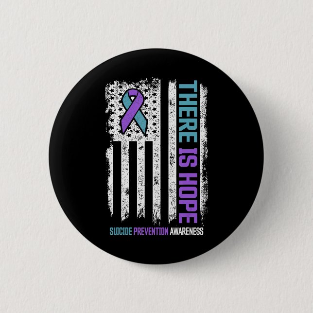 Suicide Prevention American Flag Hoffnung Suicide  Button (Vorderseite)
