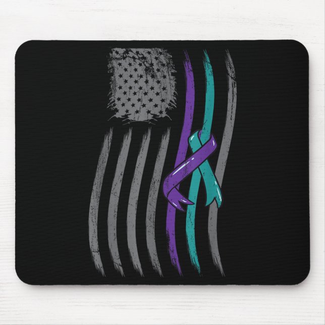 Suicide Prevention American Flag Purple Awareness  Mousepad (Vorne)