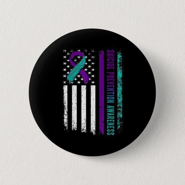 Suicide Prevention Awareness American Flag Ribbon  Button (Vorderseite)