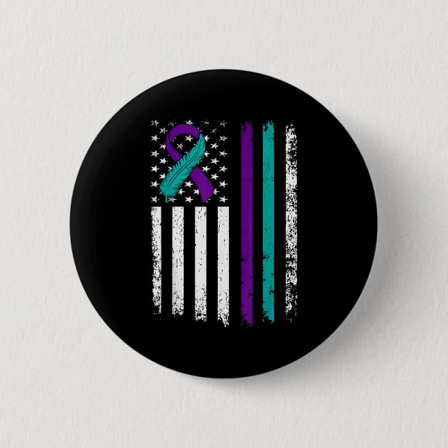 Suicide Prevention Awareness American Flag Ribbon  Button (Vorderseite)