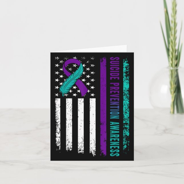 Suicide Prevention Awareness American Flag Ribbon  Karte (Vorderseite)