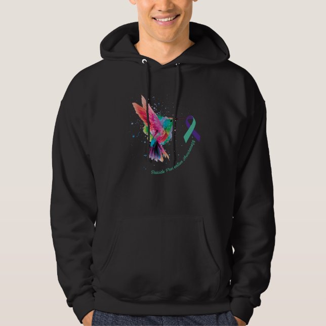 Suicide Prevention Awareness Sunflower Hummingbird Hoodie (Vorderseite)