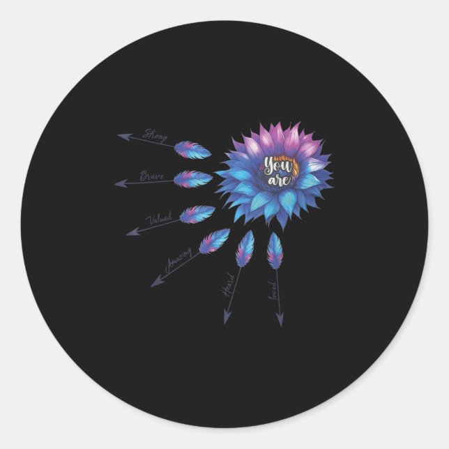 Suicide Prevention Awareness Sunflower You Are 988 Runder Aufkleber (Vorderseite)