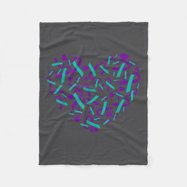 Suicide Prevention Awareness Teal &amp; Purple Rib Fleecedecke (Vorderseite)