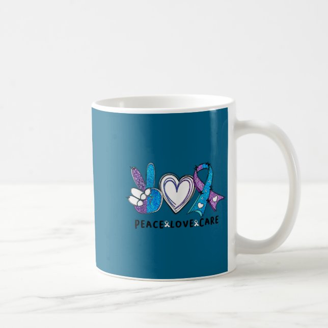 Suicide Prevention Awareness Teal &amp; Purple Rib Kaffeetasse (Rechts)