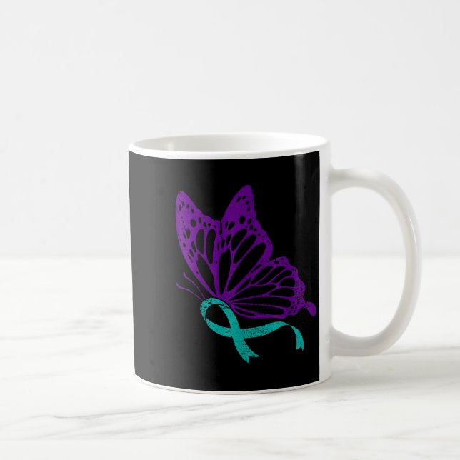 Suicide Prevention Awareness Teal &amp; Purple Rib Kaffeetasse (Rechts)