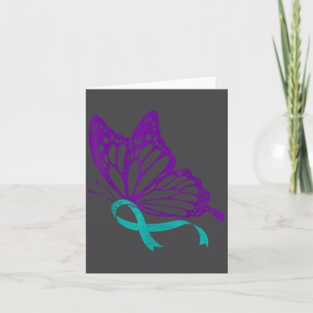 Suicide Prevention Awareness Teal &amp; Purple Rib Karte (Vorderseite)