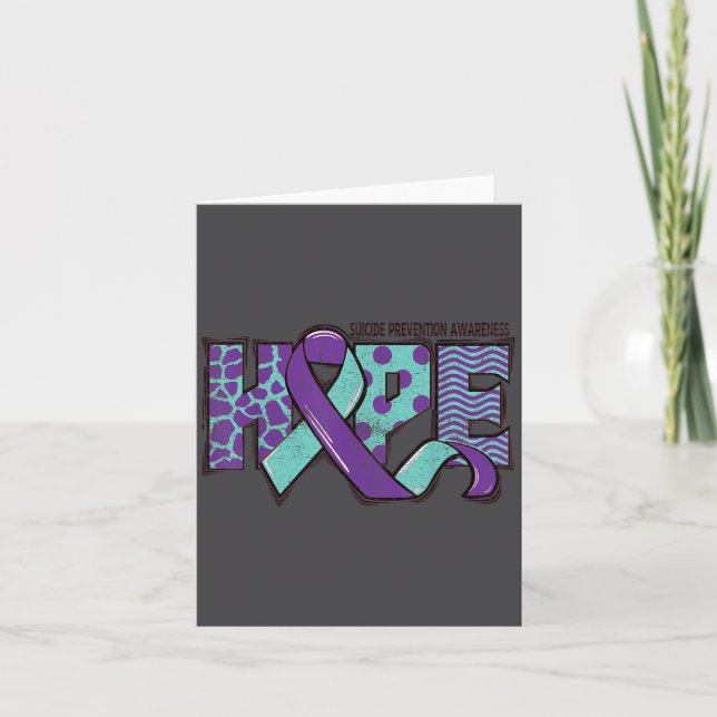 Suicide Prevention Awareness Teal &amp; Purple Rib Karte (Vorderseite)