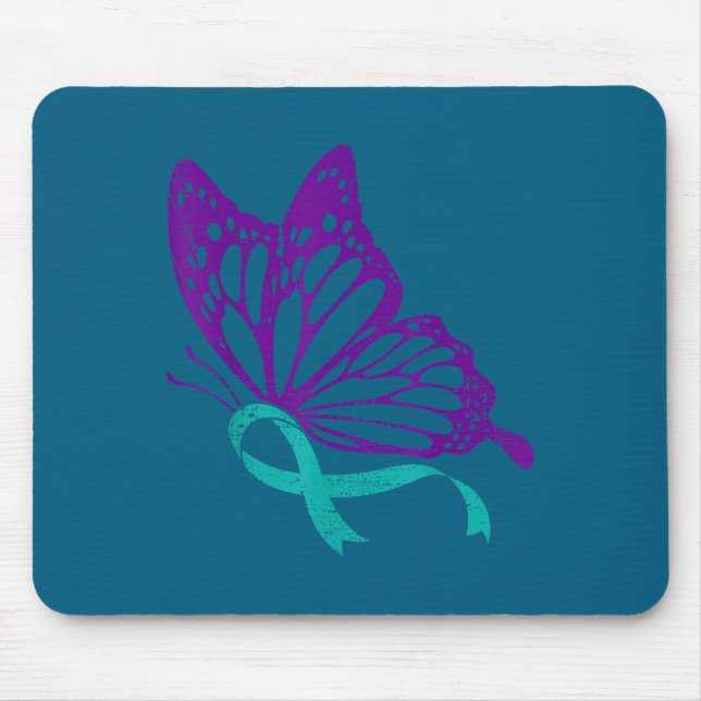 Suicide Prevention Awareness Teal &amp; Purple Rib Mousepad (Vorne)