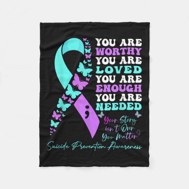 Suicide Prevention Awareness Teal Purple Ribbon Bu Fleecedecke (Vorderseite)
