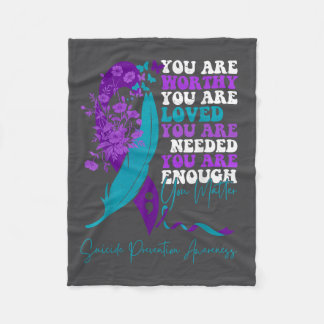 Suicide Prevention Awareness Teal Purple Ribbon Yo Fleecedecke