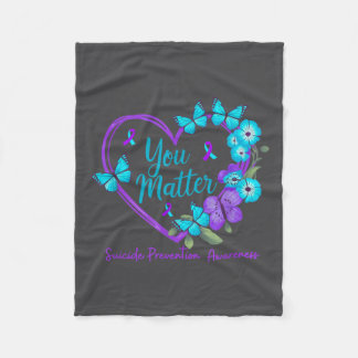 Suicide Prevention Awareness Teal Purple Ribbons Y Fleecedecke