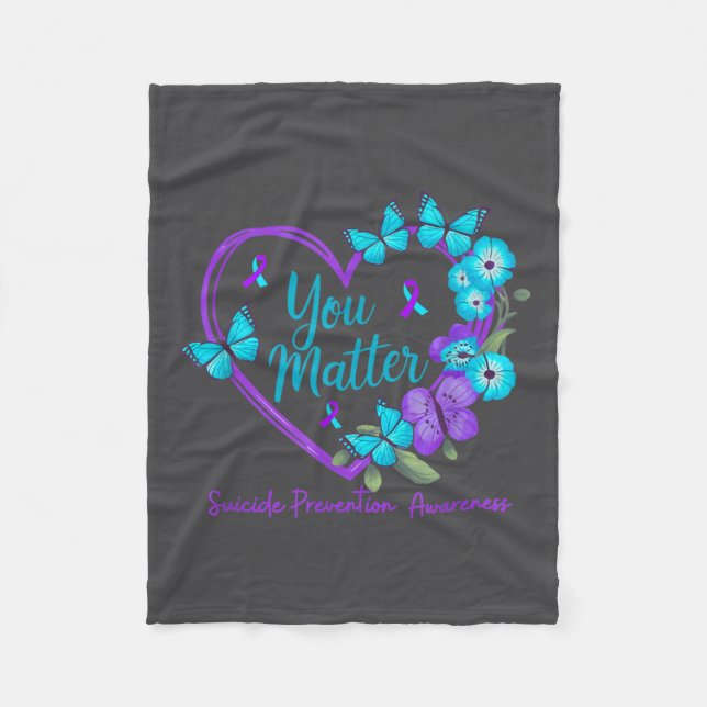 Suicide Prevention Awareness Teal Purple Ribbons Y Fleecedecke (Vorderseite)